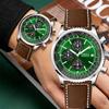Herren-Chronograph Fliegeruhr Edelstahlarmband Quarz-Armbanduhr Datum Rechenschieber-Lünette Täglich Wasserdicht Business Sport