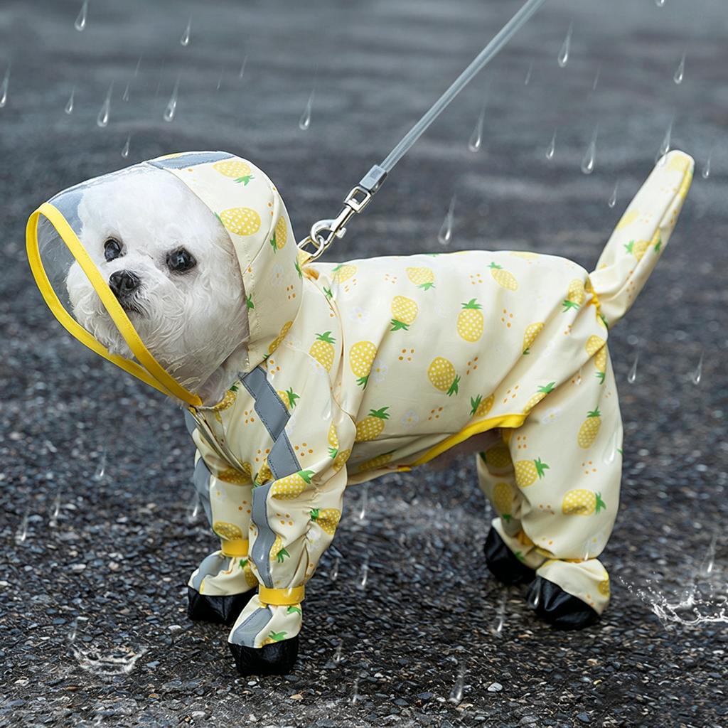 Waterproof Dog Rain Snow Clothes with Hood/Reflective Strips/Leash Hole for Small Medium Large Dogs Outdoor Adventures Walking