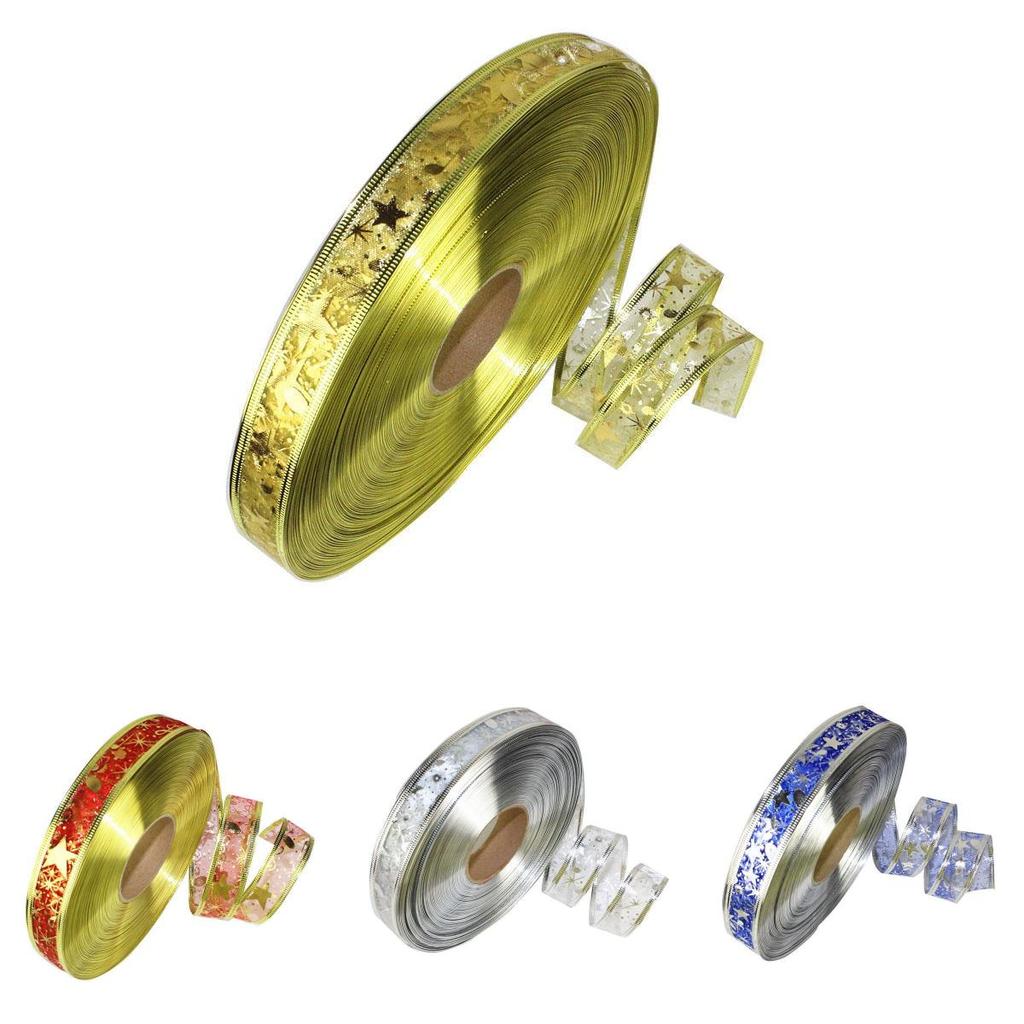 Versatile 100 Yard 2.5cm Wide Shimmering Ribbon In Red Blue Silver Gold Perfect For Holidays