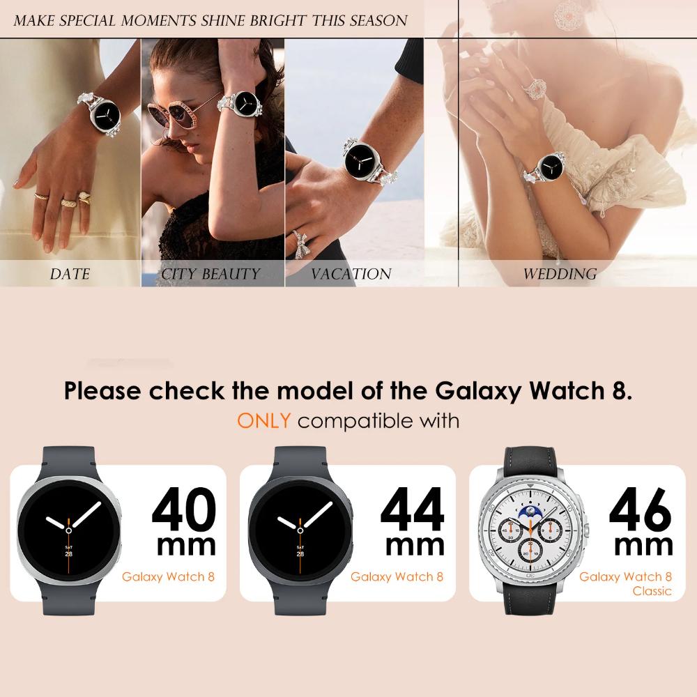 Diamantarmband für Samsung Galaxy Watch8 44mm 40mm Kleeblatt-Design Luxus Damen Ultra 47mm Armband für Samsung Galaxy 8 Classic 46mm Correa
