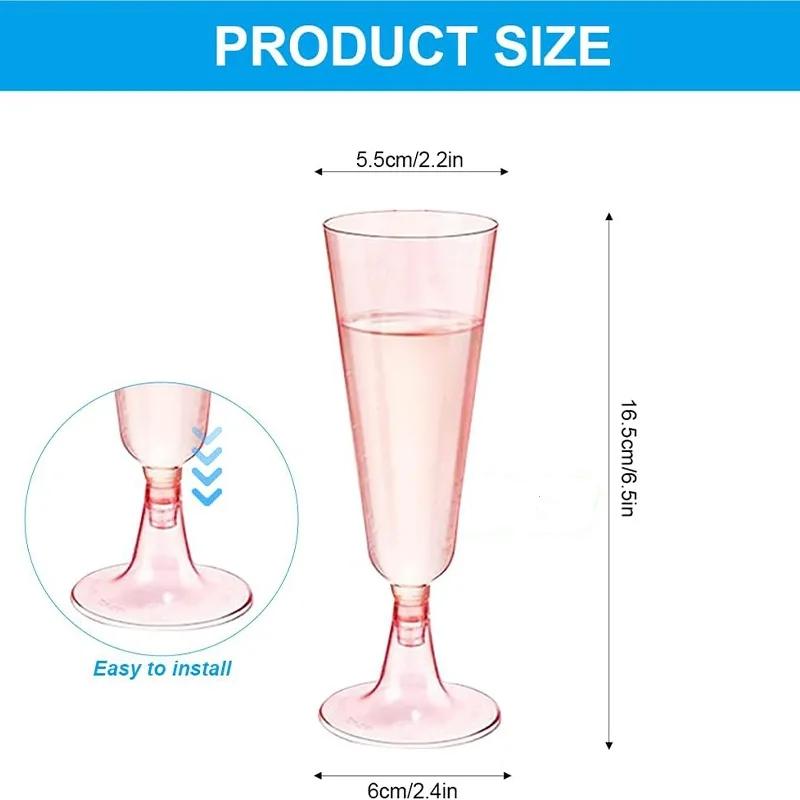25pcs 150ml Disposable Cups Sparkling Champagne Bar Cups Plastic Champagne Flutes Clear Toasting Glasses for Weddings Party