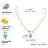Romantic Heart Pendant Necklace Gold Plated Stainless Steel Paperclip Chain Enamel Love Shape Waterproof Aesthetic Mother Gift