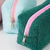 2026 Cute Zipper Plush Large Solid Color Cosmetic Bag Makeup Bag For Women Travel Make Up Toiletry Bag Washing Pouch Pen Pouch