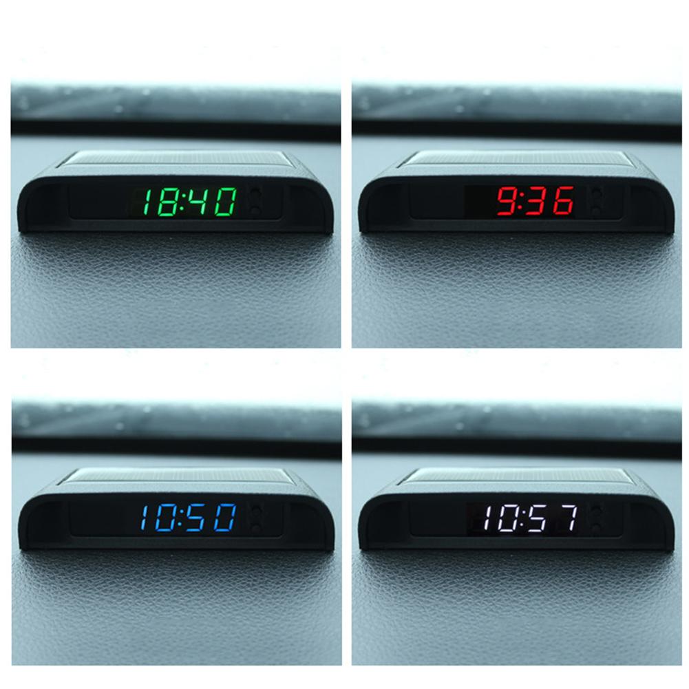 Car Clock Auto Internal Stick-On Digital Watch Solar Powered 24-Hour Car Clock with Built-in Battery Car Decoration Electronic A