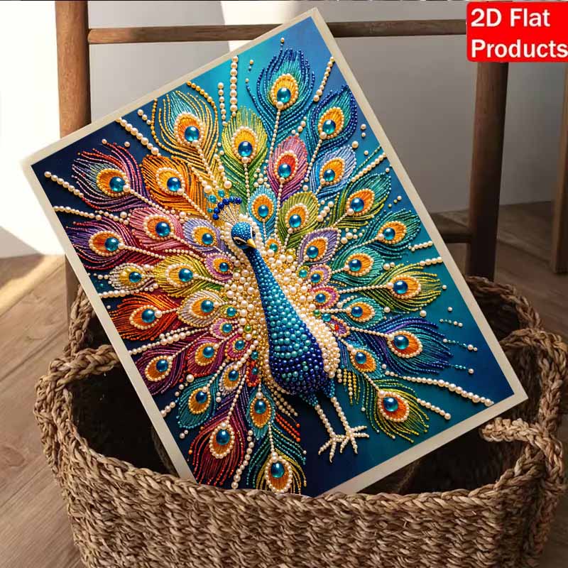 Pearl Art Painting Kit for Adults and Beginners, Elegant Peacock Sparkling Painting Craft Home Wall Decor Handmade Gift for Room Decoration