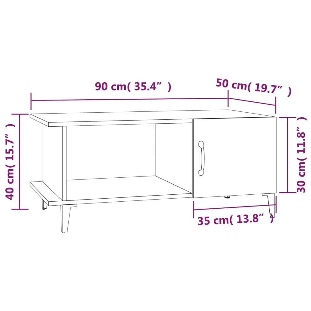 White Coffee Table 90 x 50 x 40 cm Particleboard
