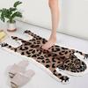 Leopard Panther Shaped Fluffy Soft Bath Mat Non Slip Water Absorbent Animal Doormat Bedroom Bathroom Floor Decor Rug
