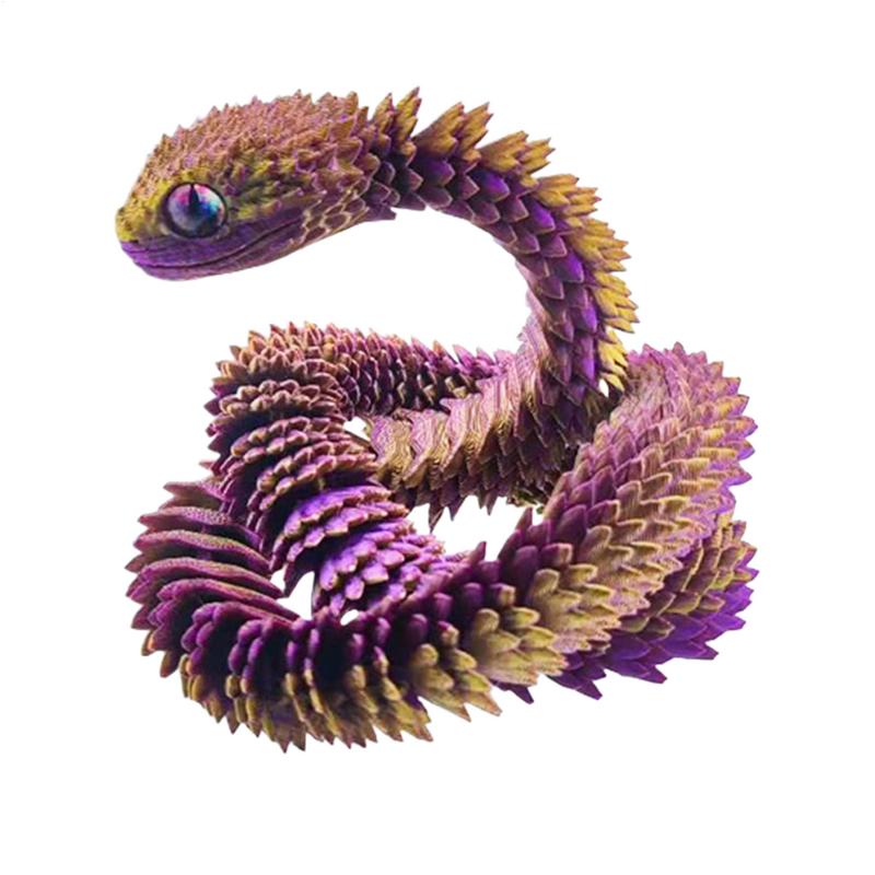 3D Printed Snake Desktop Articulated Snake Collectibles Creative Snake Model Sensory Toys Desktop Ornament For Boys Kid Gifts