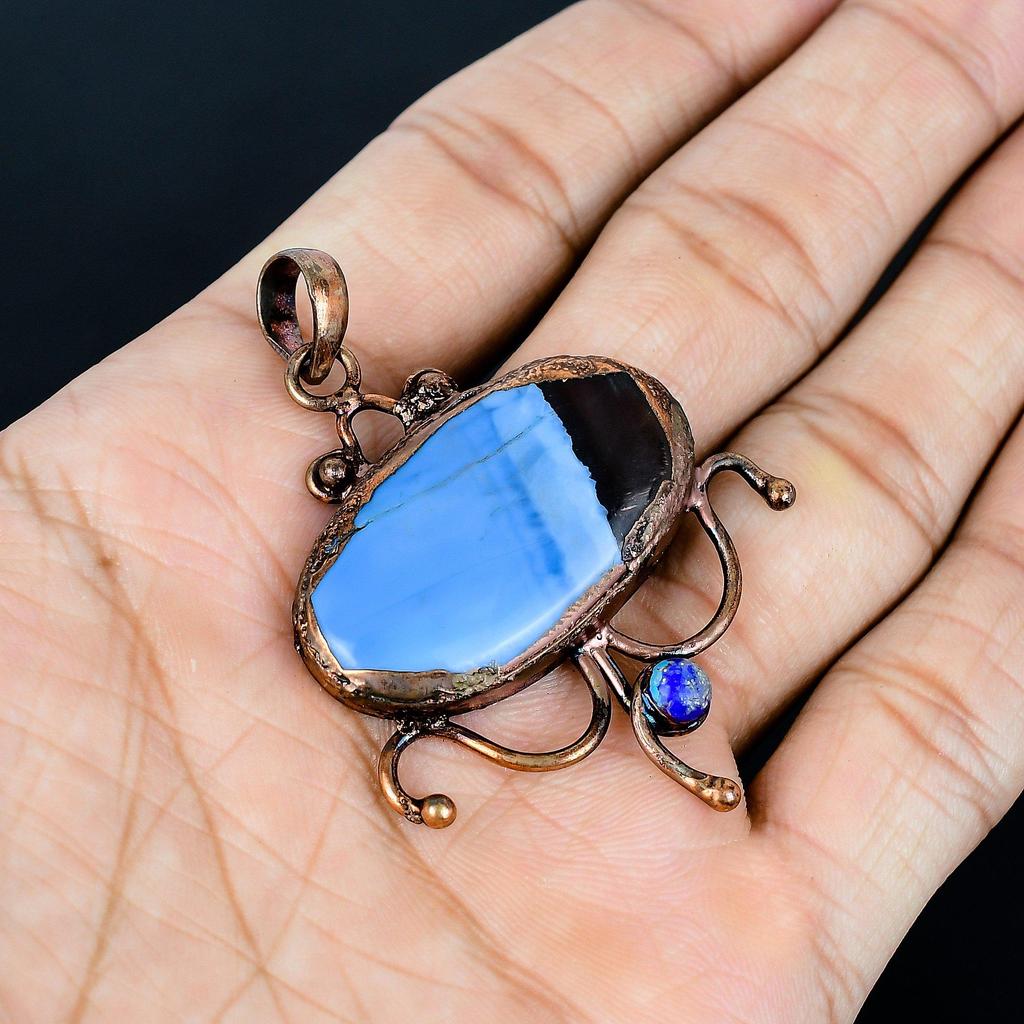 Owyhee Opal Pendant, Copper Electroformed Jewelry, Gemstone Pendant, Gift For Her Handmade Dainty Jewelry