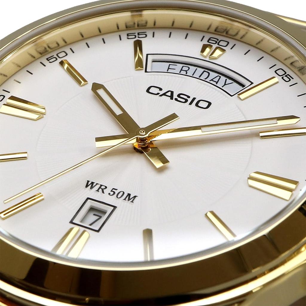 Casio Analog Quartz Men's Watch MTP-1381GD-7AV Metal Band Gold White