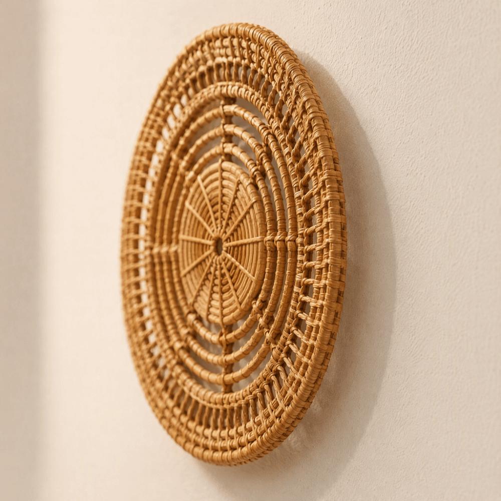 Handwoven Woven Wall Art Rustic Style Nordic Style Rattan Hanging Decor Vintage Style Boho Style Woven Wood Wall Decor