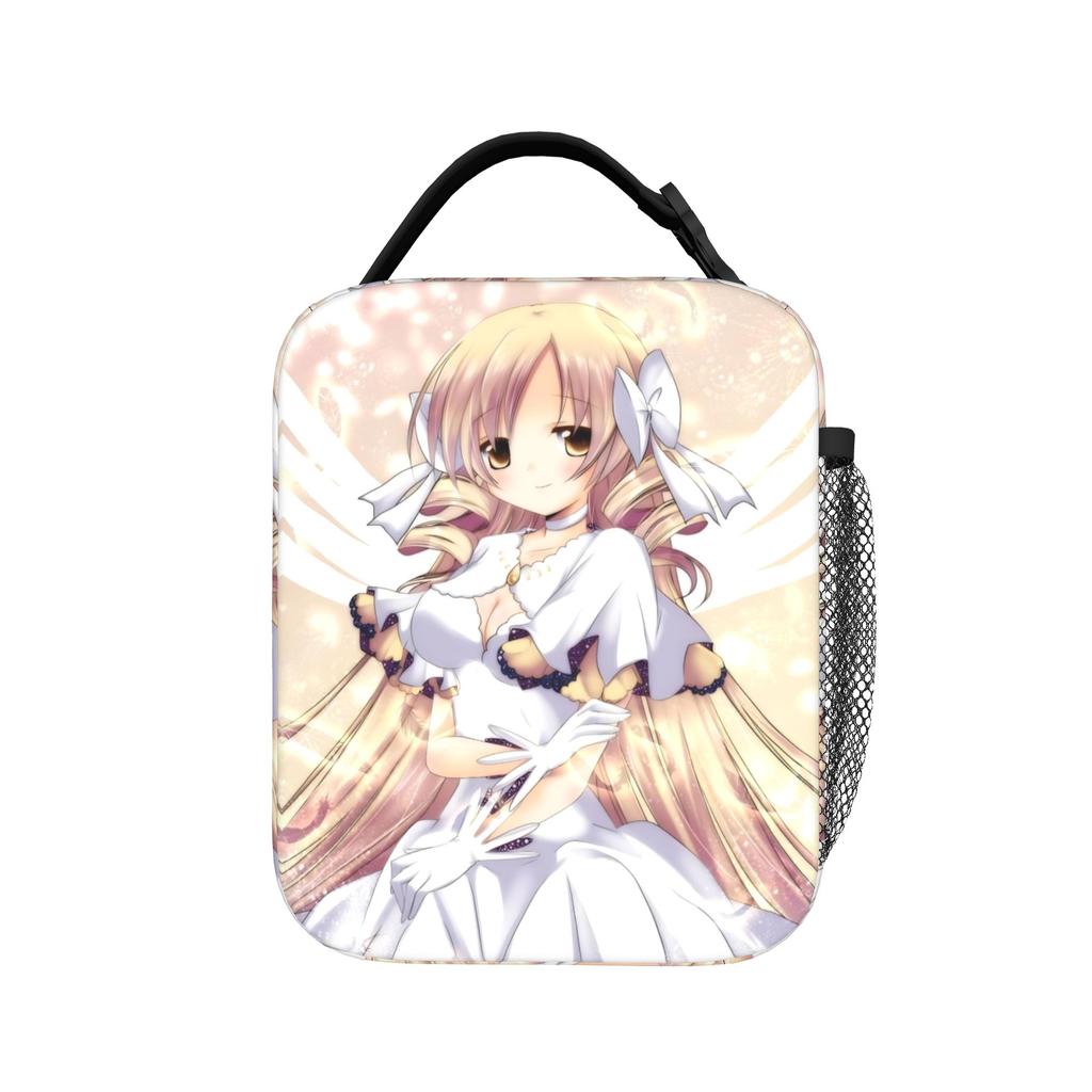 Anime Puella Magi Madoka Magica Insulated Lunch Bag Thermal Bag Reusable,Meal Container Comic Large Tote Lunch Box Food Handbags