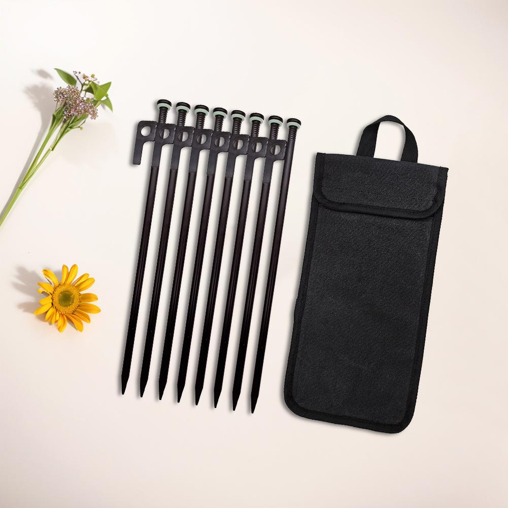 4/8Pcs 30cm Heavy Duty Steel Tent Stakes with 4/8 Ropes Camping Tent Pegs Tent Ground Stakes for Outdoor Camping Canopy