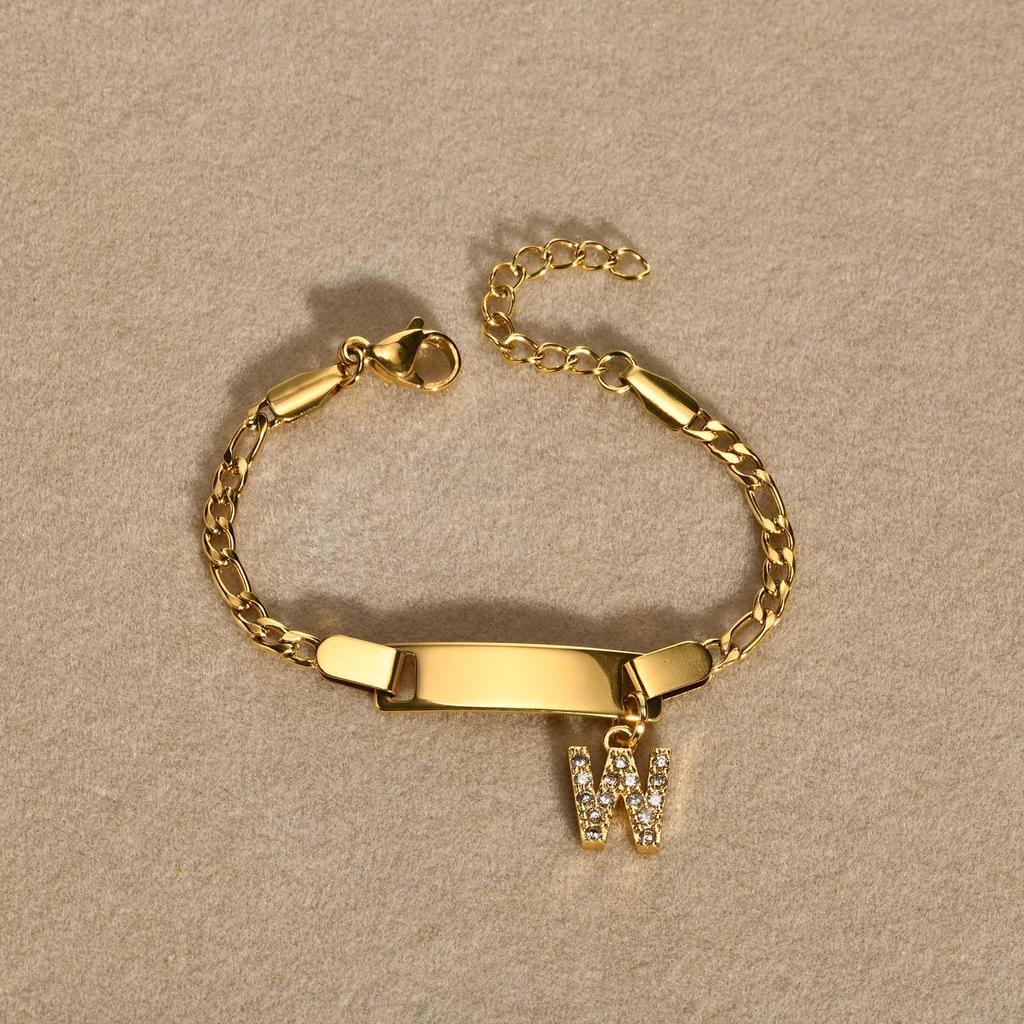 Stainless Steel Alphabet Bracelet for Kids and Ladies - Fashionable, Simple Jewelry