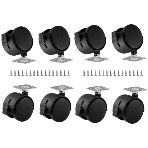 Replacement Caster Wheels with Screws, DIY Furniture Replacement Kit, Silent Series, Self-Adhesive Casters, 30kg Load Capacity (Set of 8)