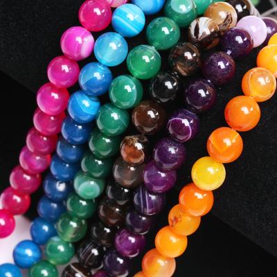 Vogue Fashion Spacer Beads DIY Accessory 40/30/20/5Pcs Stripe Agates For Jewelry Wrist Strap Beads Stone Jewelry Making 4/6/8/10/12mm