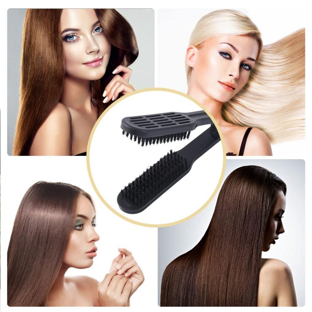 Double Brush Comb,Hair Straightening Brush Double Sided Hair Straightening Comb Heat Resistant Hair Straightening Brush With Handle