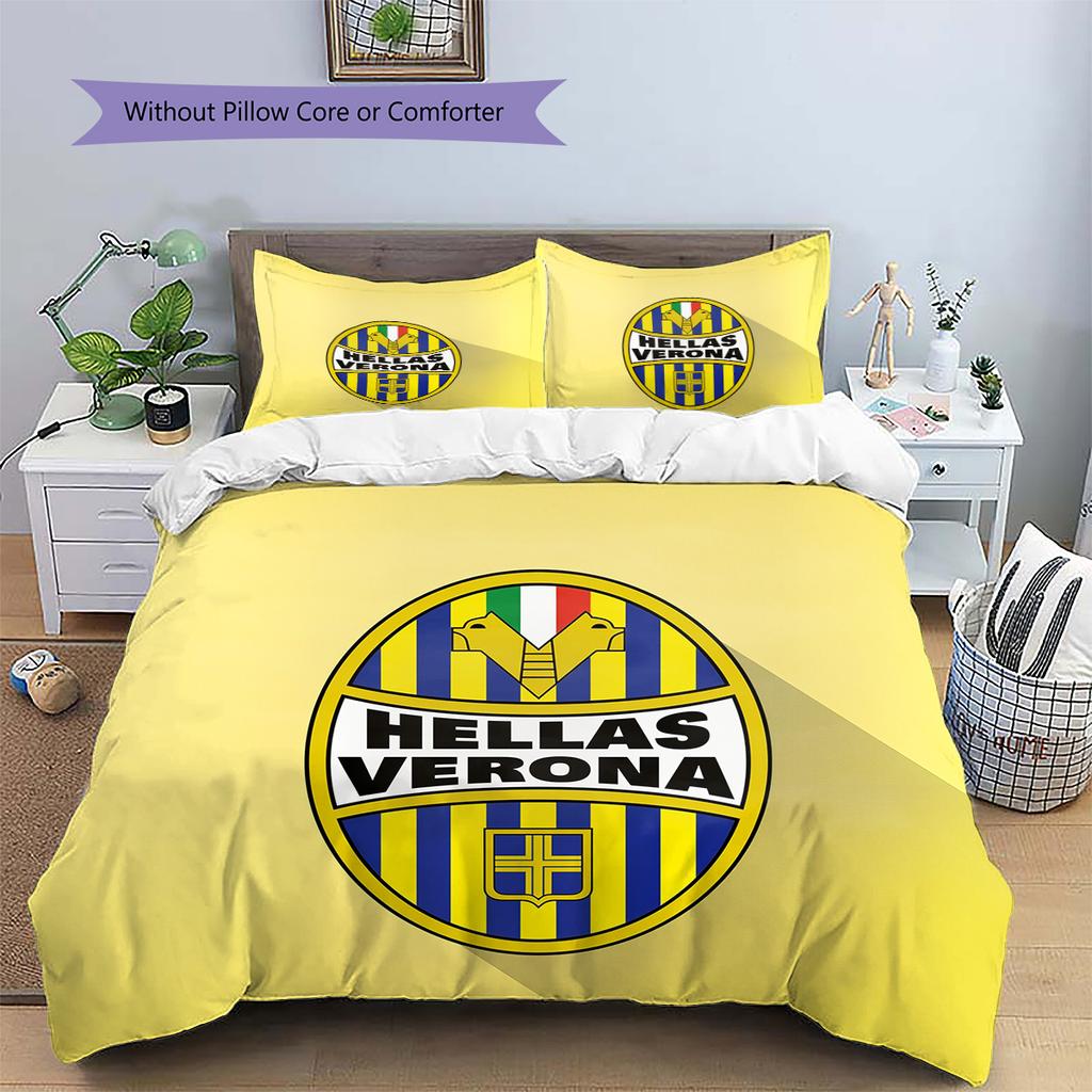 Hellas Verona FC Pattern Bedding Quilt Set Home Decoration Gift (1 * Duvet Cover + 2 * Pillowcase Without Core)