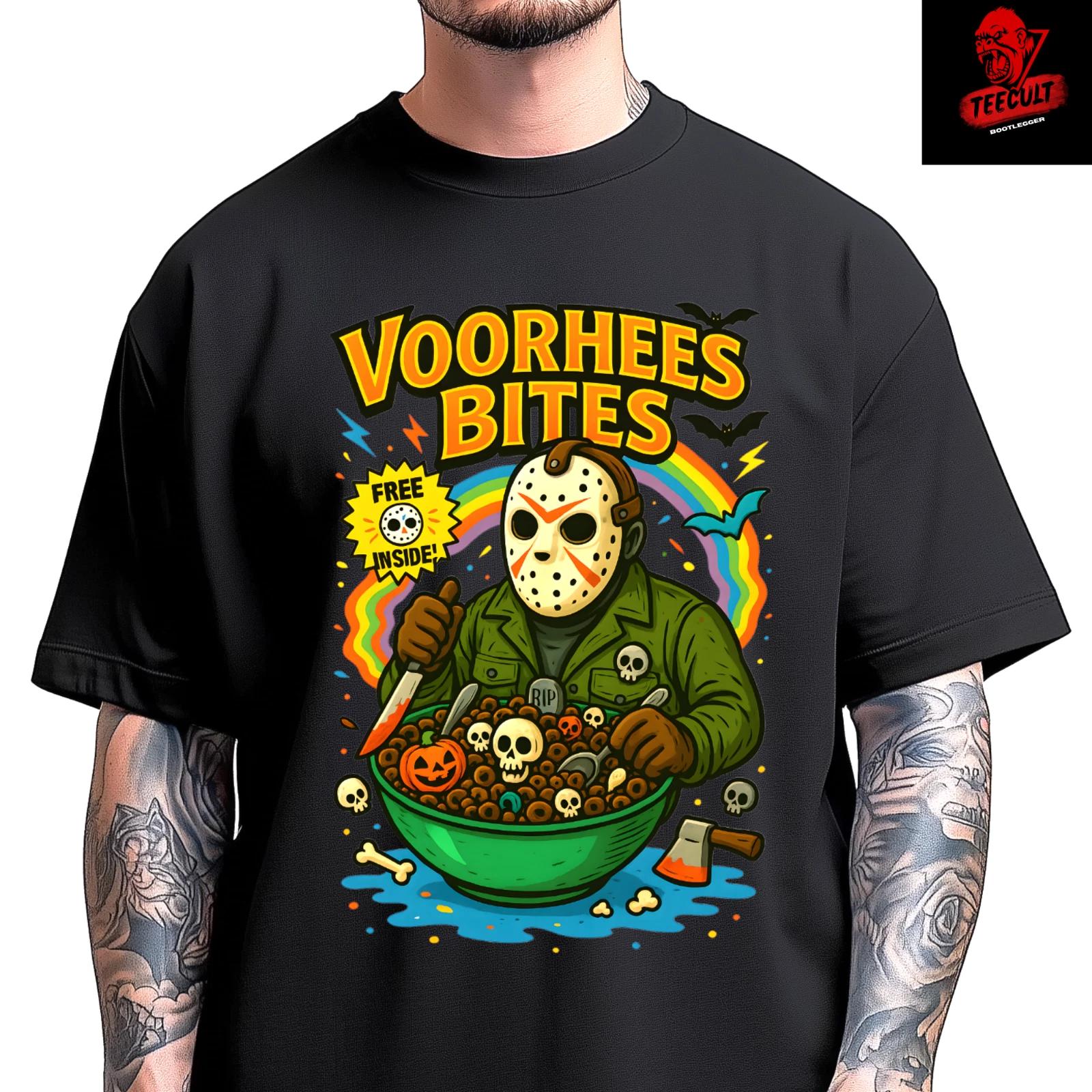 Men s and Women s T-shirts Killer Cereal Jason Voorhees Bites Funny Horror Unisex L