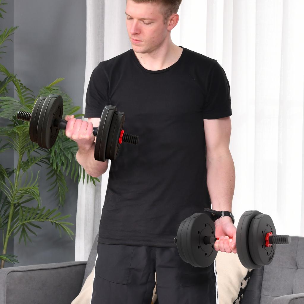 15kg 2 in 1 Adjustable Dumbbells Weight Set, Dumbbell Hand Weight Barbell for Weight Training, Black