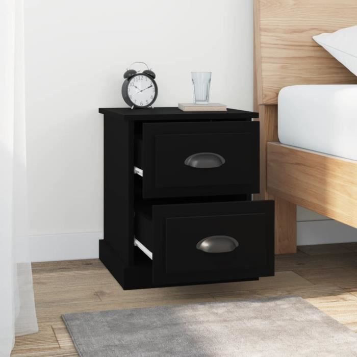 VidaXL Table de chevet noir 39x39x47,5 cm bois d’ingénierie 816146