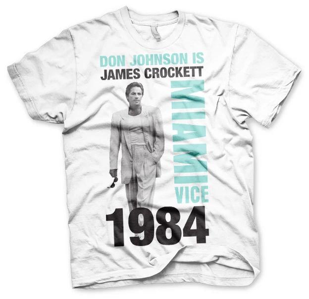 Licenza Ufficiale Miami Vice Don Johnson È Crockett 3XL,4XL,5XL Uomo T-Shirt 4XL