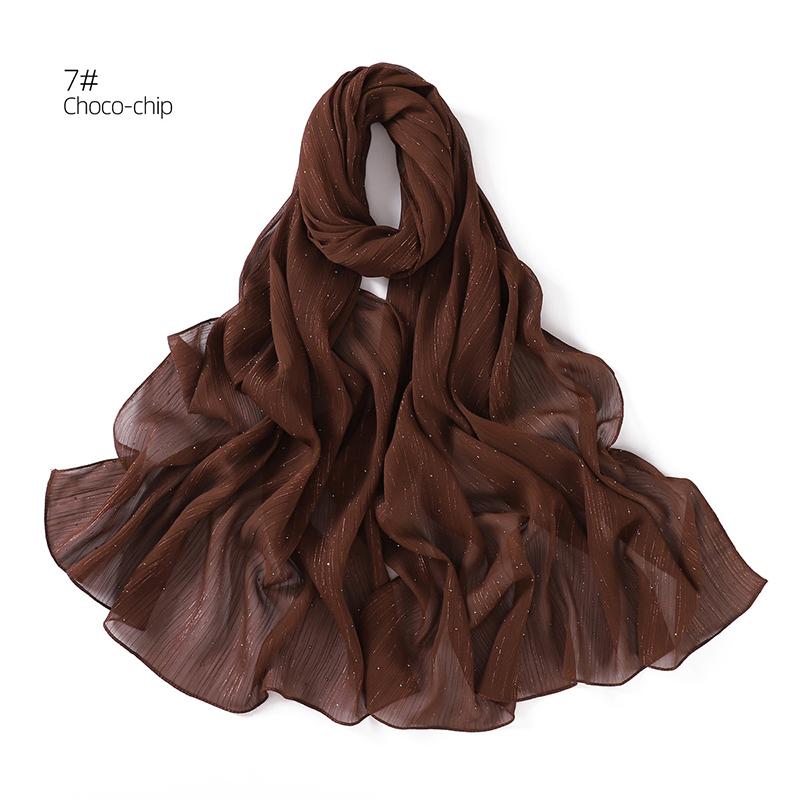 Spring Plain Wrinkle Rhinestone Shiny Shimmer Shawls Scarf for Women Ramadan High Quality Wrap Beach Stole Bufandas Muslim Hijab