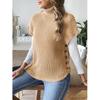 Damen Frühling Herbst Pullover und Sweater Weste Seitenknopf Dekoration Rollkragen Lässige Gestrickte Tanktops