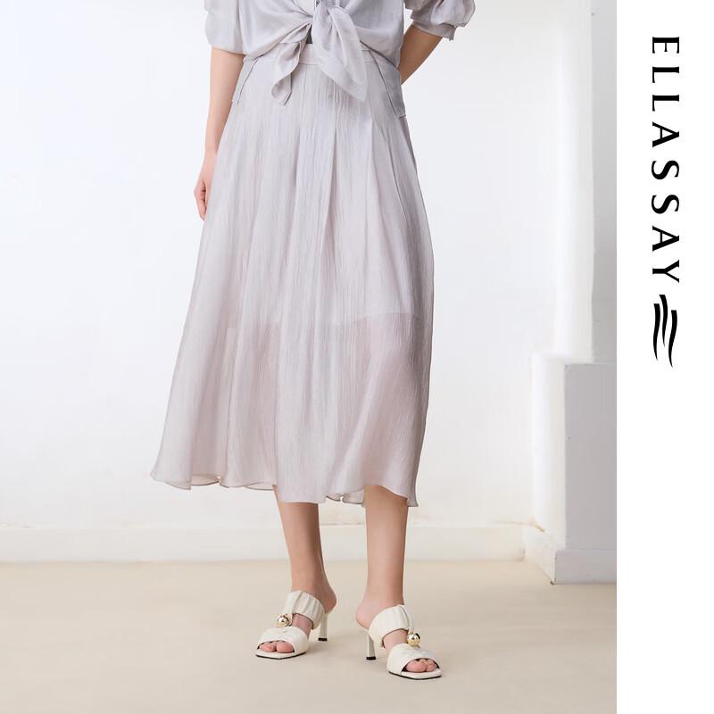 

ELLASSAY Acetate Organza Pleated A-Line Midi Skirt M
