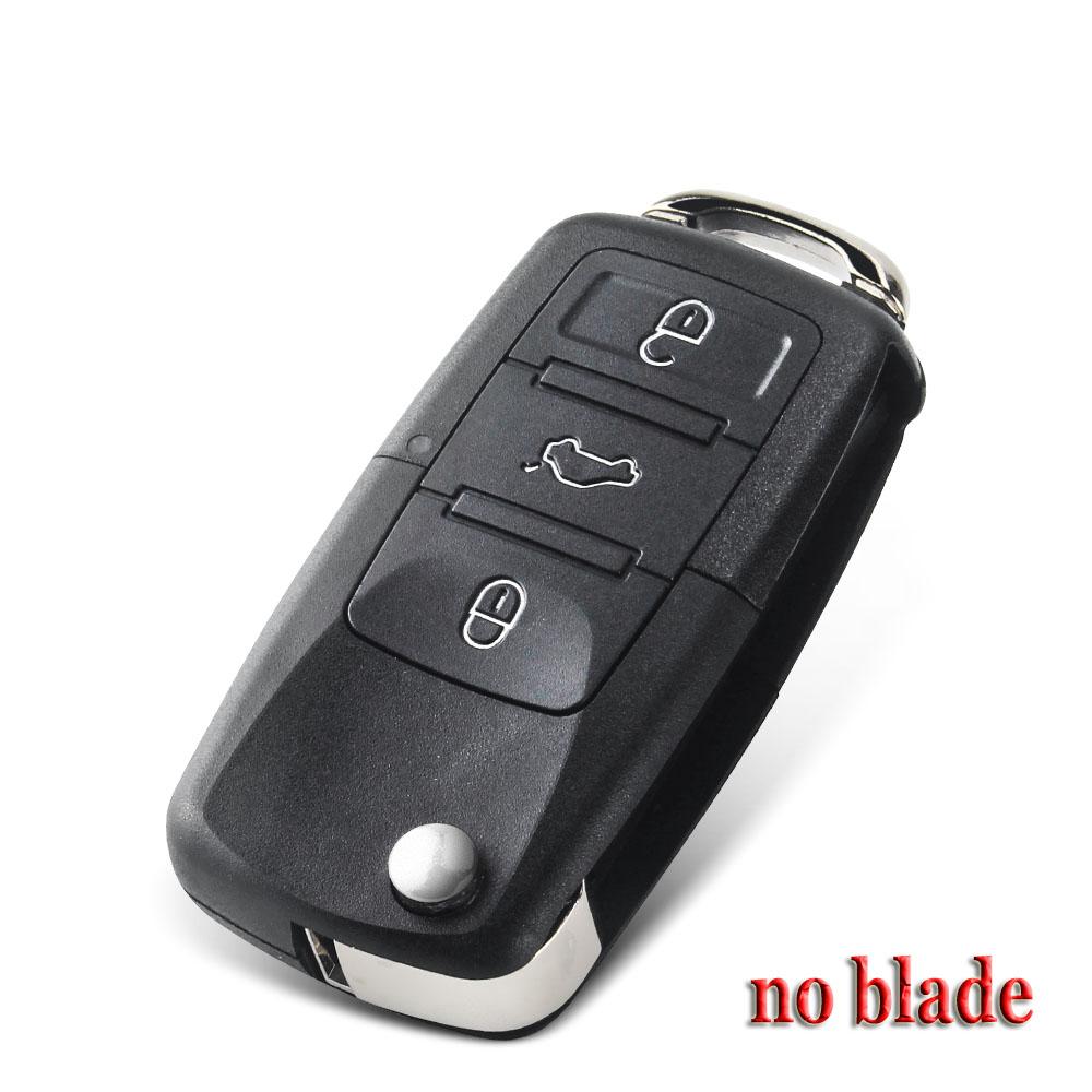 KEYYOU 10pcs 2/3BNT Remote Flip Folding Car Key Shell Case For VW Volkswagen Golf 4 5 Passat B5 B6 Polo Touran Jetta Seat Skoda 3 Buttons No Blade
