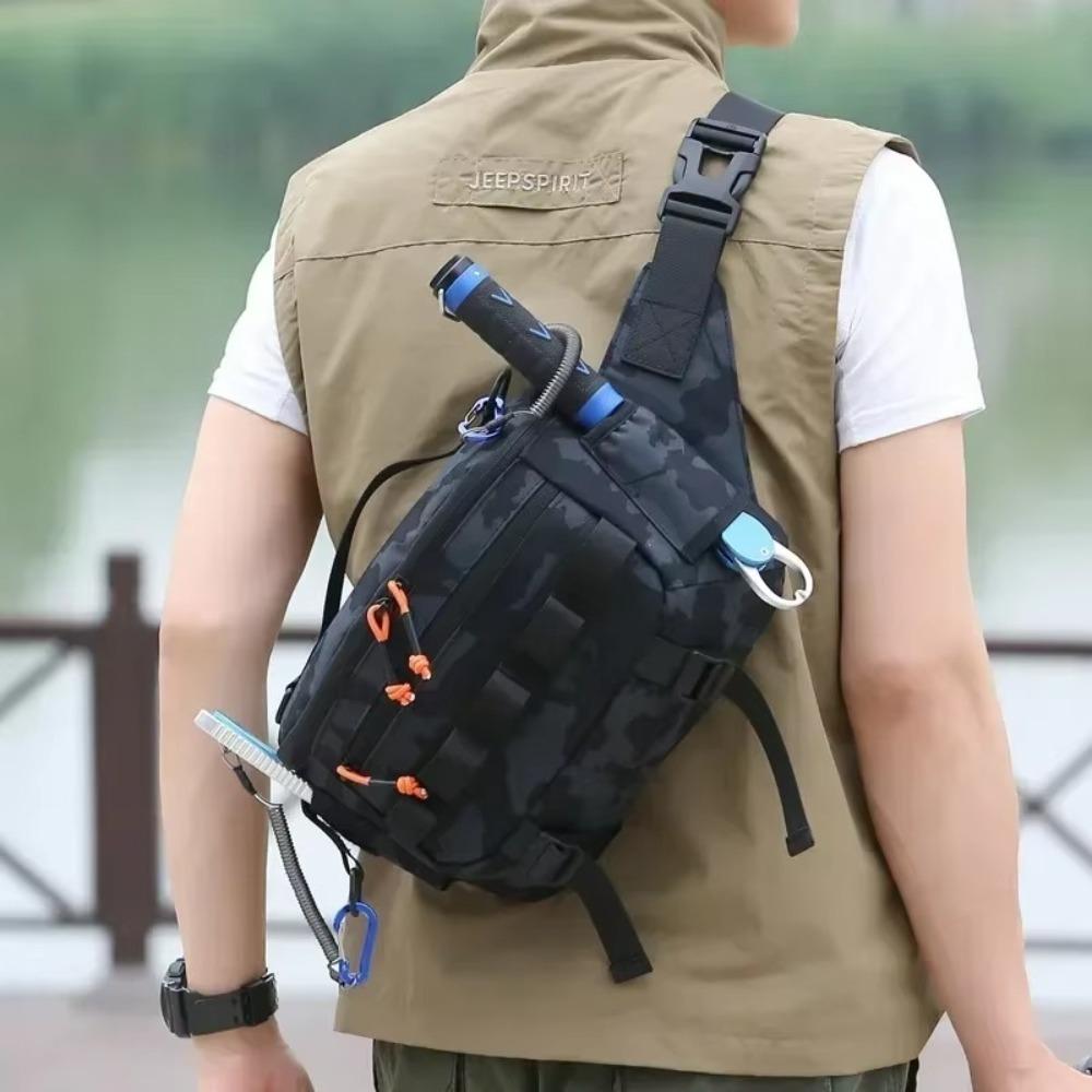 

Sling Fishing Tackle Storage Bag Waterproof Outdoor Shoulder Bag Durable Fishing Backpack Bag Black 1