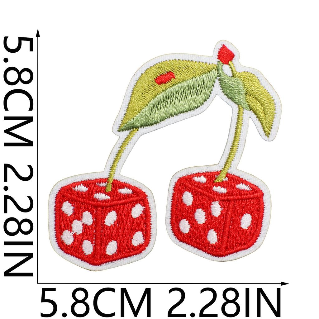 New Fruit Embroidery Cloth Sticker, Clothes Bag Decoration Patch Sticker, Cherry Small Mouth Computer Embroidery Stamp, Ironing