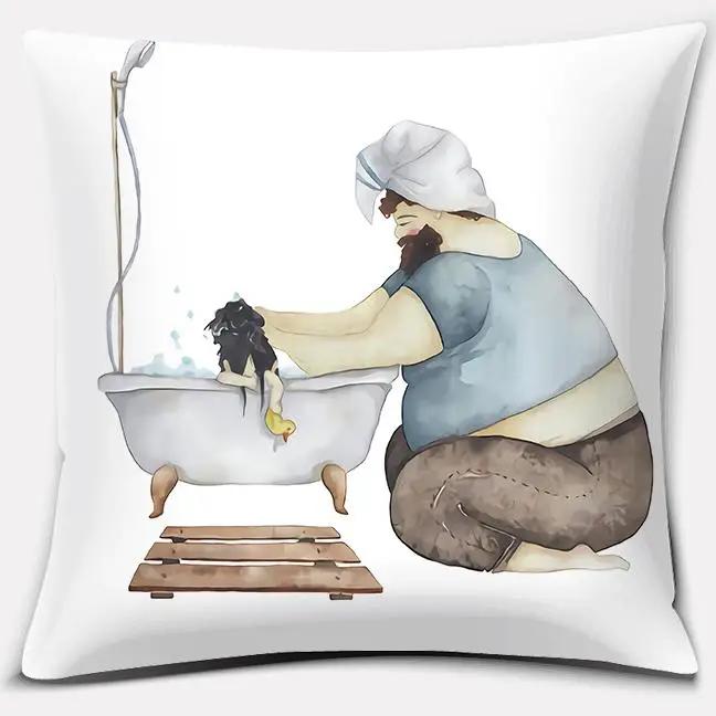 Watercolor Warm Family Series Pillow Gift Home Office Decoration  Bedroom Sofa Car Cushion Cover case