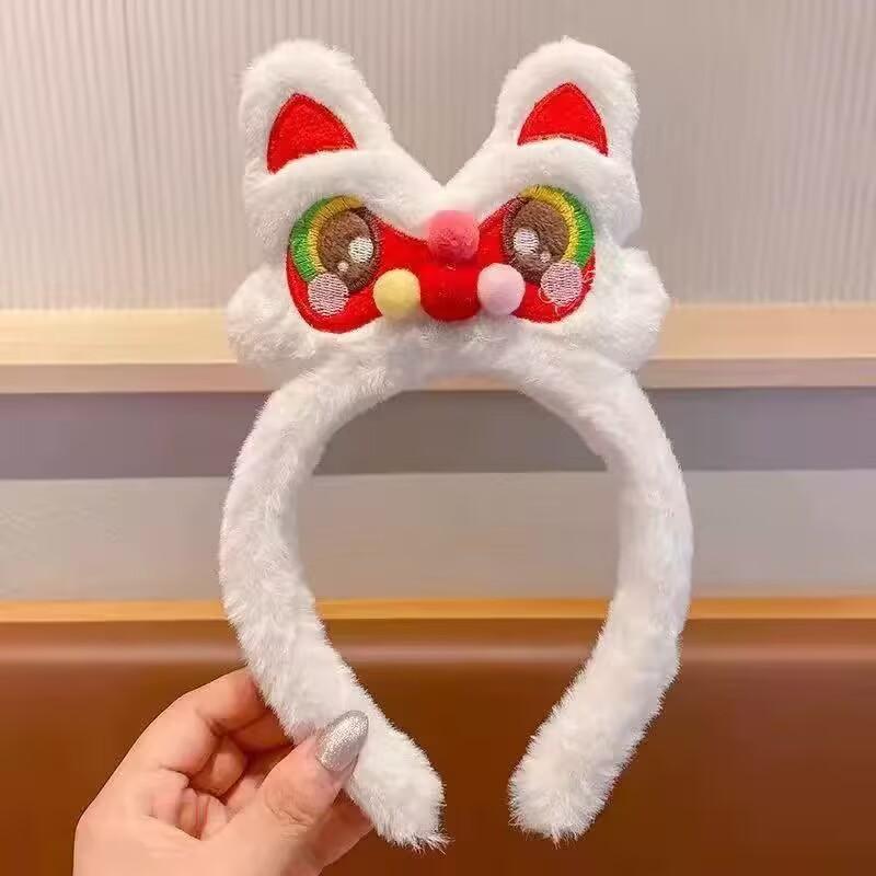 Cute Red Festive Plush for Hairband Horse-Zodiac Doll Headband Festival Performance Accessory Handmade Japan Korean Style