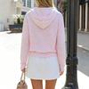Women's Casual V-Neck Hooded Long Sleeve Striped Loose Fit Pullover Top
