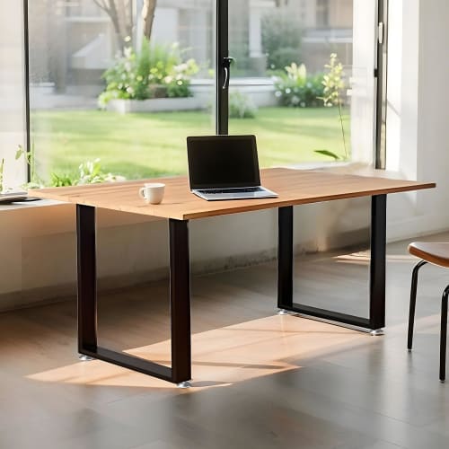 YASICA Iron Table Legs, Desk Legs, Metal Furniture Legs, Computer Desk Legs, with Rubber Floor Protector, Heavy-Duty Material, Powder Coated, Scratch