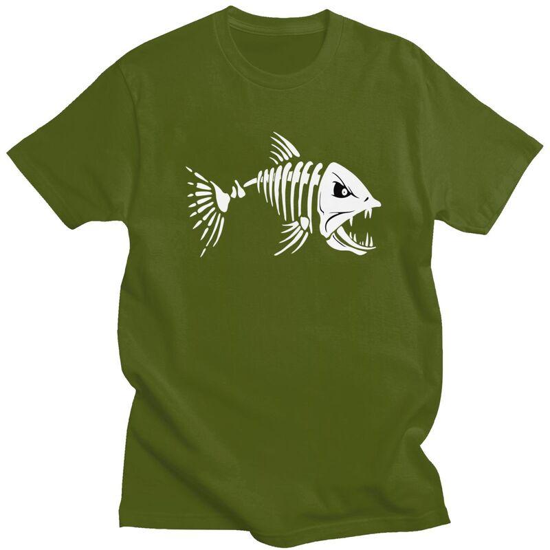 Custom Fish Bone Fishing Skeleton T Shirt for Men Tshirt Tees Tshirt Loose Fit