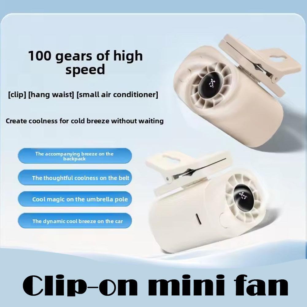 High Speed Small Fan Clip Fan Fan Infinite Speed Regulation 100 Speed Waist Hanging Fan Speed Portable Air Cooler