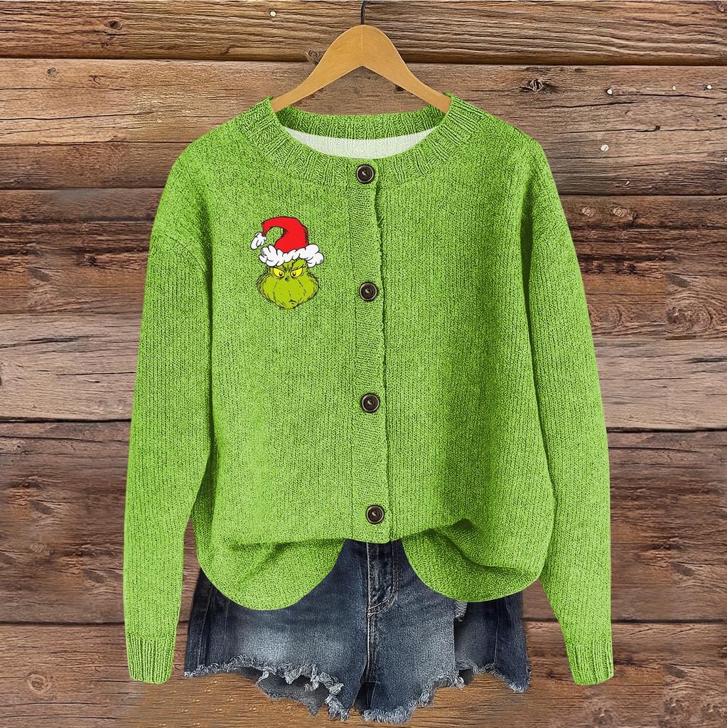 Women's Vintage Knit Button Print Cardigan Jacket