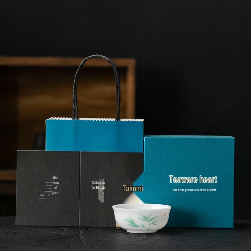 

Расписанная вручную чашка из ледяного матового нефрита: Высококачественная дехуаская белая фарфоровая чашка для дегустации чая кунг-фу