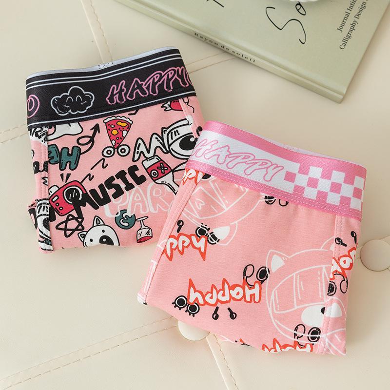 Men's Cute Cartoon Boxer Briefs - Pink Cotton Boyfriend Shorts
