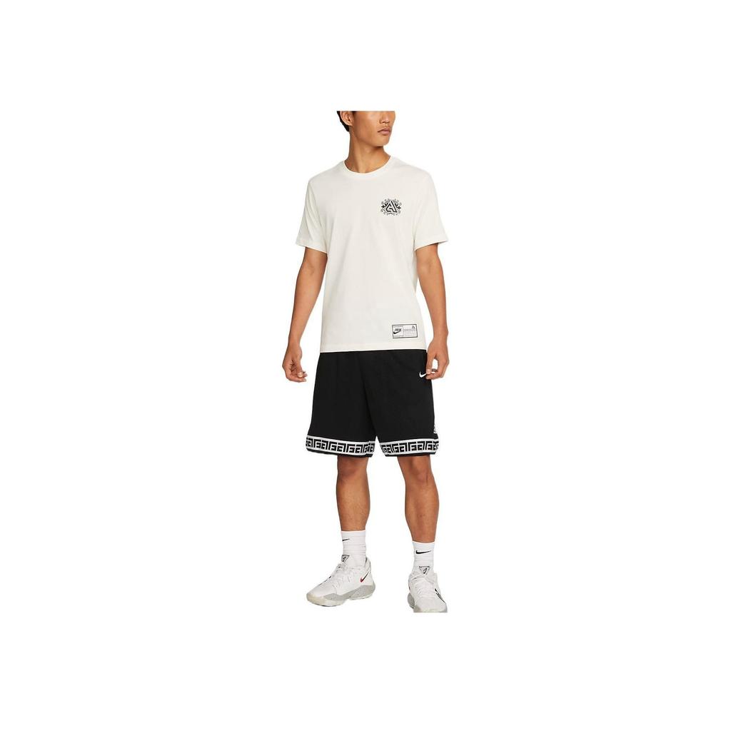 Nike Geometric Print Basketball Round Neck Short Sleeve T-Shirt Men Tops White DR7634-133