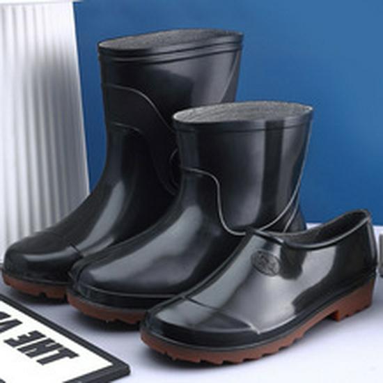 Men's Waterproof High Tube Rain Boots - Non-Slip Rubber Construction Boots