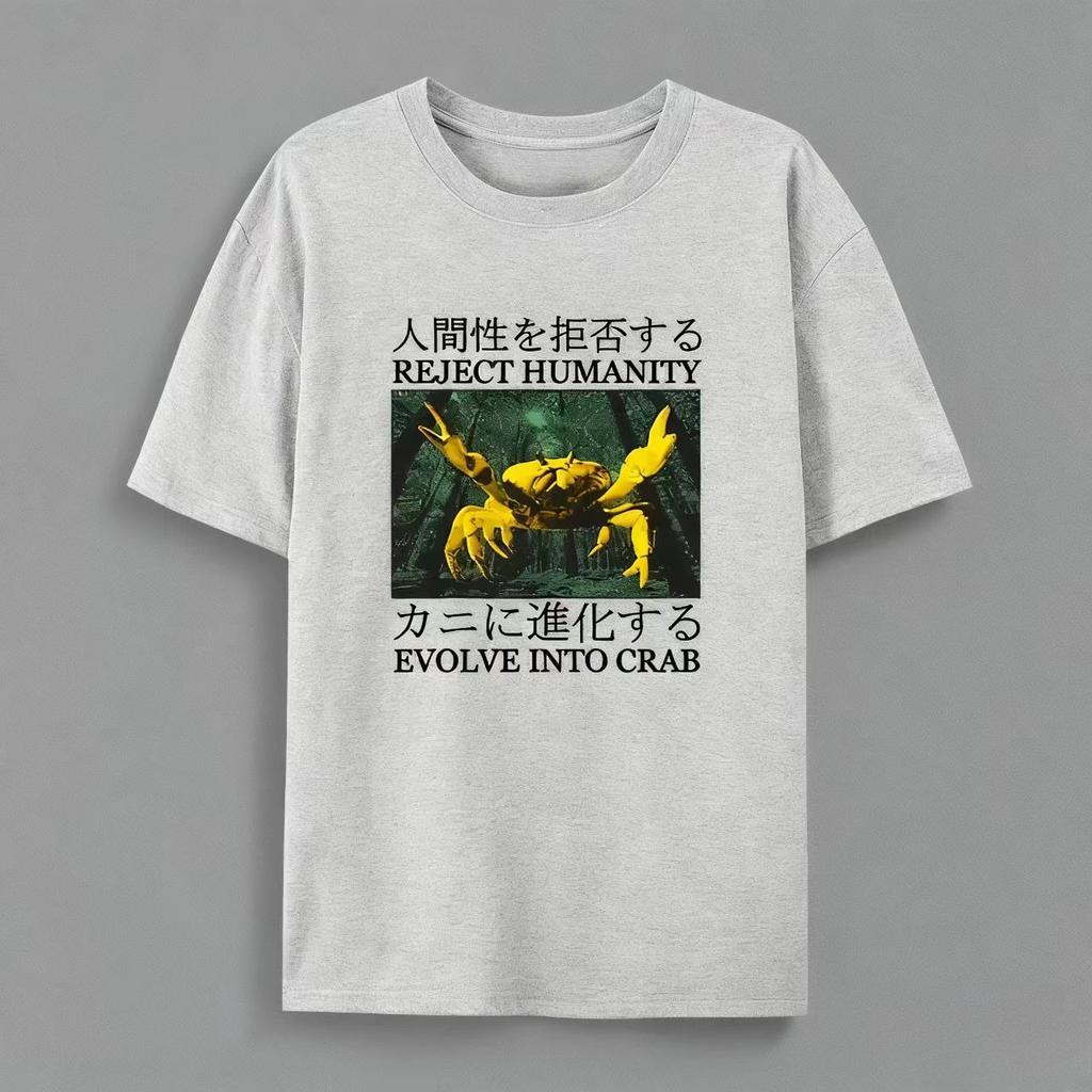 Men's Interesting Crab Pattern T-Shirt 100% Cotton Oversized Funny Emoji Packages  Tees for Women Summer Tops Noodle Streetwear