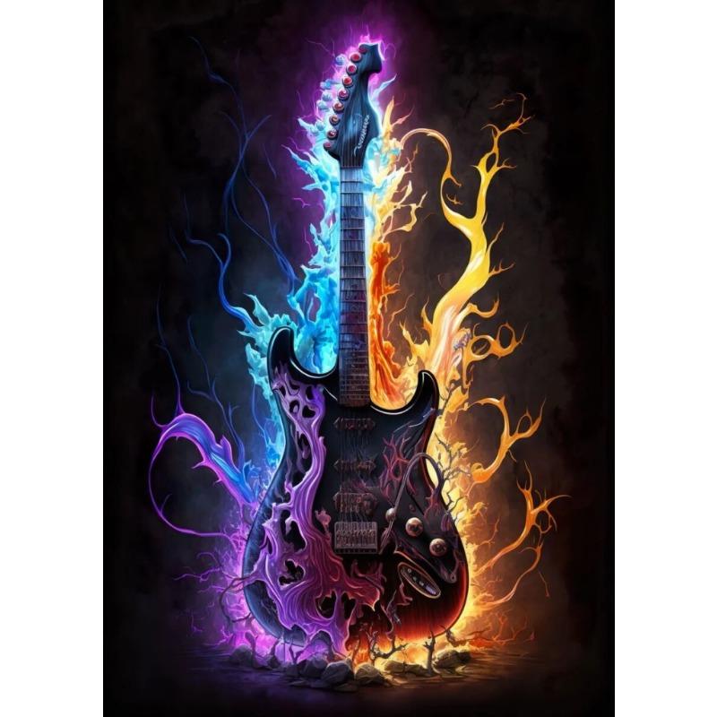 Colorful Symphony Guitar Canvas Painting Musical Inspiration Poster Print Wall Art for Living Room Home Decor Frameless Gifts