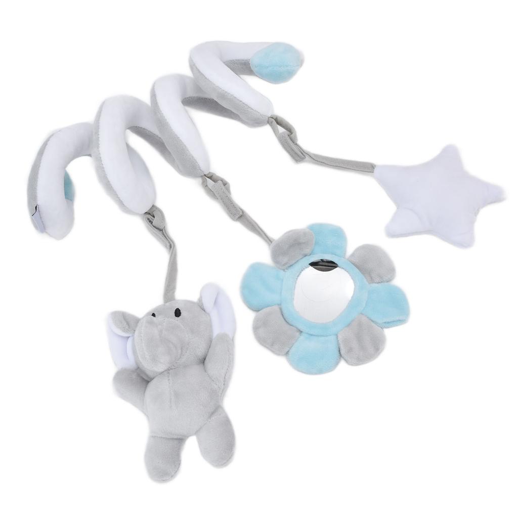 Baby Plush Animal Stroller Toys Spiral Activity Hanging Toys Ringing Bell Crib Stroller ToysGray