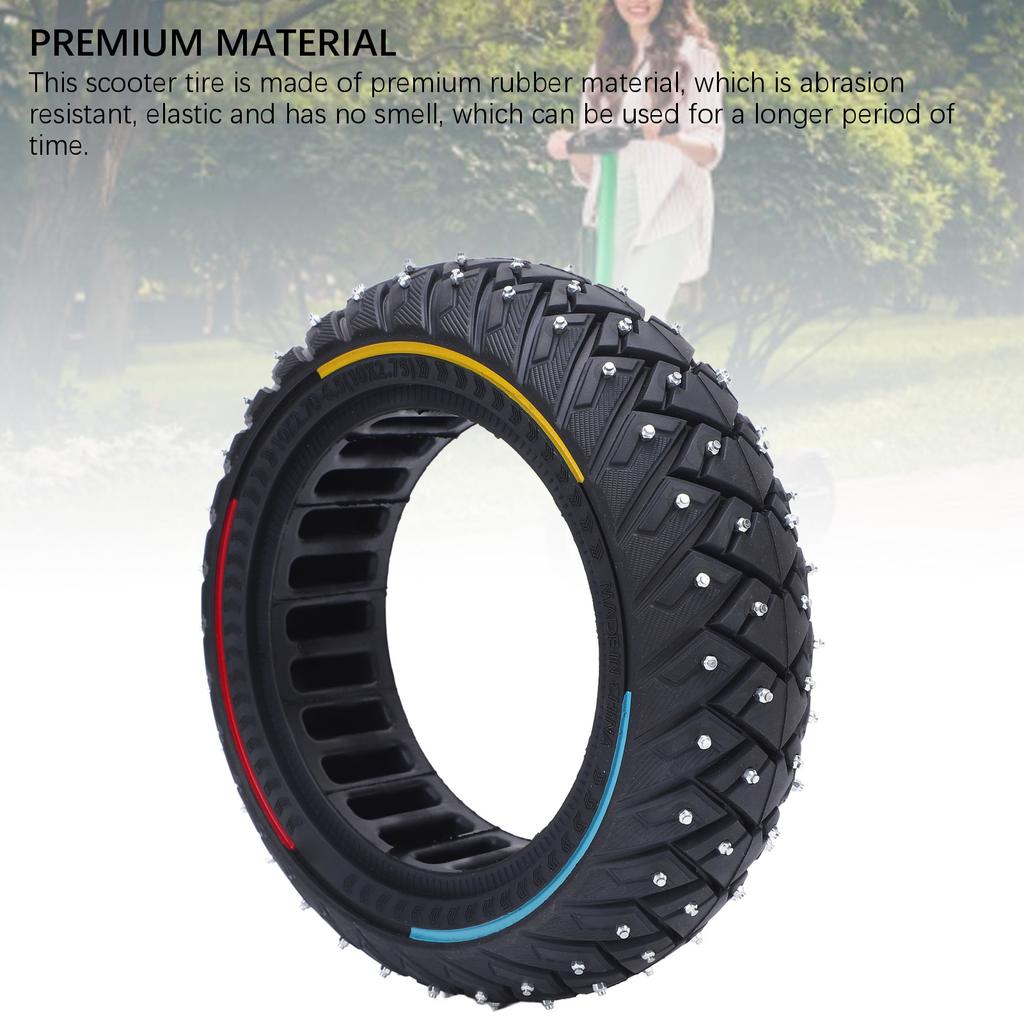 10x2.70 6.5 (10x2.75) Electric Scooter Tire with Anti Slip Screws Three Color Line Rubber Honeycomb Shock Absorption Solid Tire for Snow Off Road