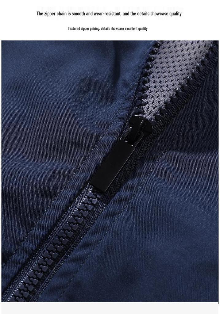2025 Men's Plus Size Hong Kong Style Color Block Stand Collar Jacket - Spring/Autumn Casual Sport Outerwear