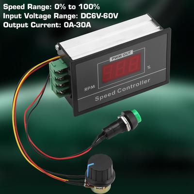 DC 6‑60V 12V 24V 36V 48V 30A PWM DC Motor Speed Controller Start Stop Switch Adjustable Motor Controller DC Motor Controller