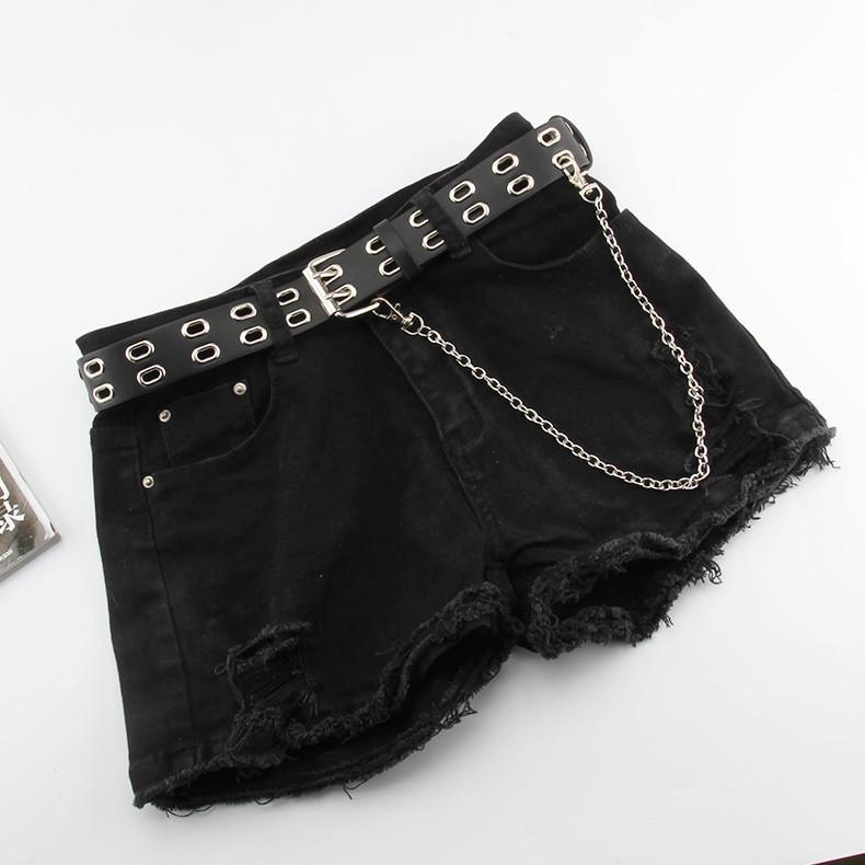 Row Square Double Hole Belt With Hanging Chain No Punching Adjustable Required